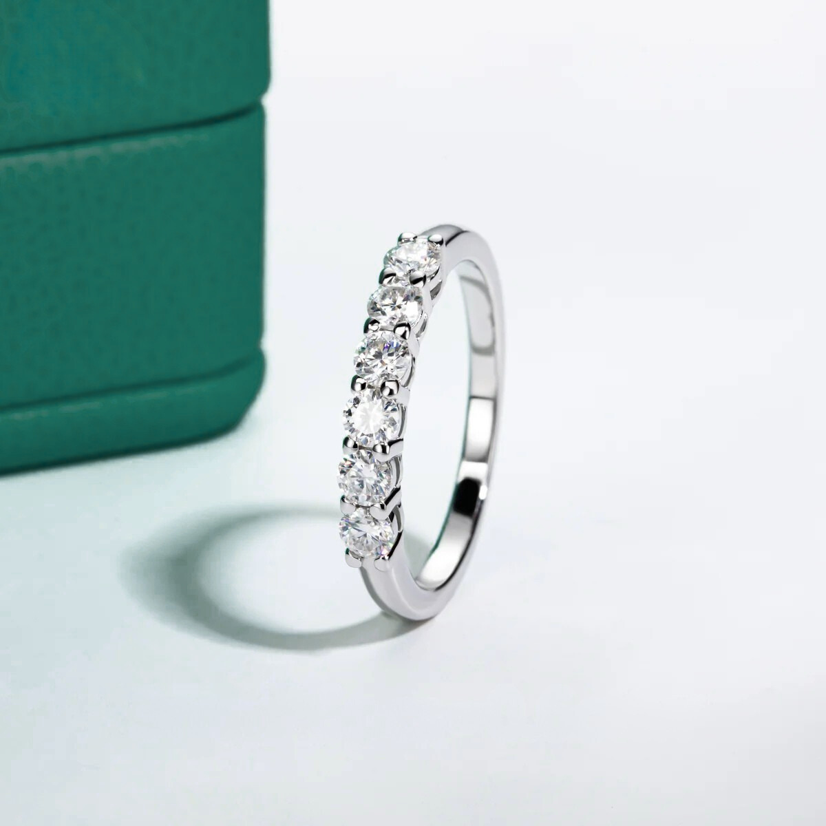 Meia Aliança 60 Pontos Moissanite 11 Meia Aliança