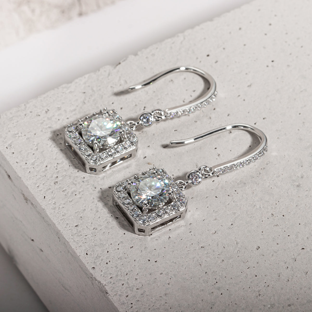 Brinco Gota Quadrado Moissanite Moissanite Brincos