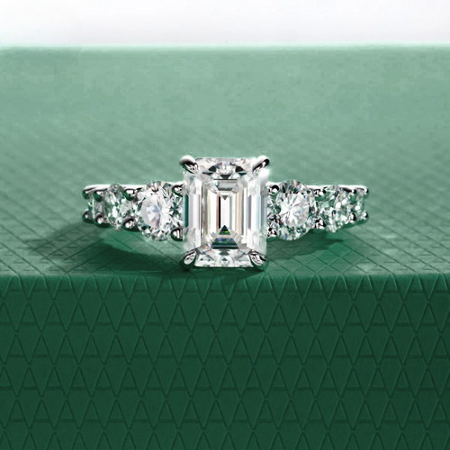 Anel Amara Esmeralda Moissanite 11 Anel Solitário