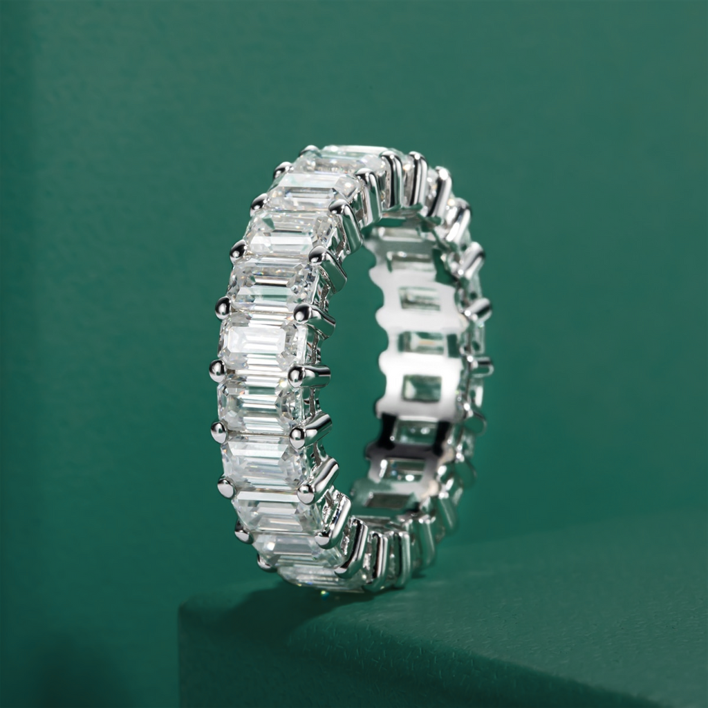 Aliança Esmeralda Moissanite Aliança