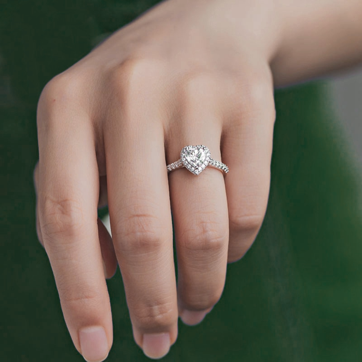 Anel Heart Moissanite Anel Solitário