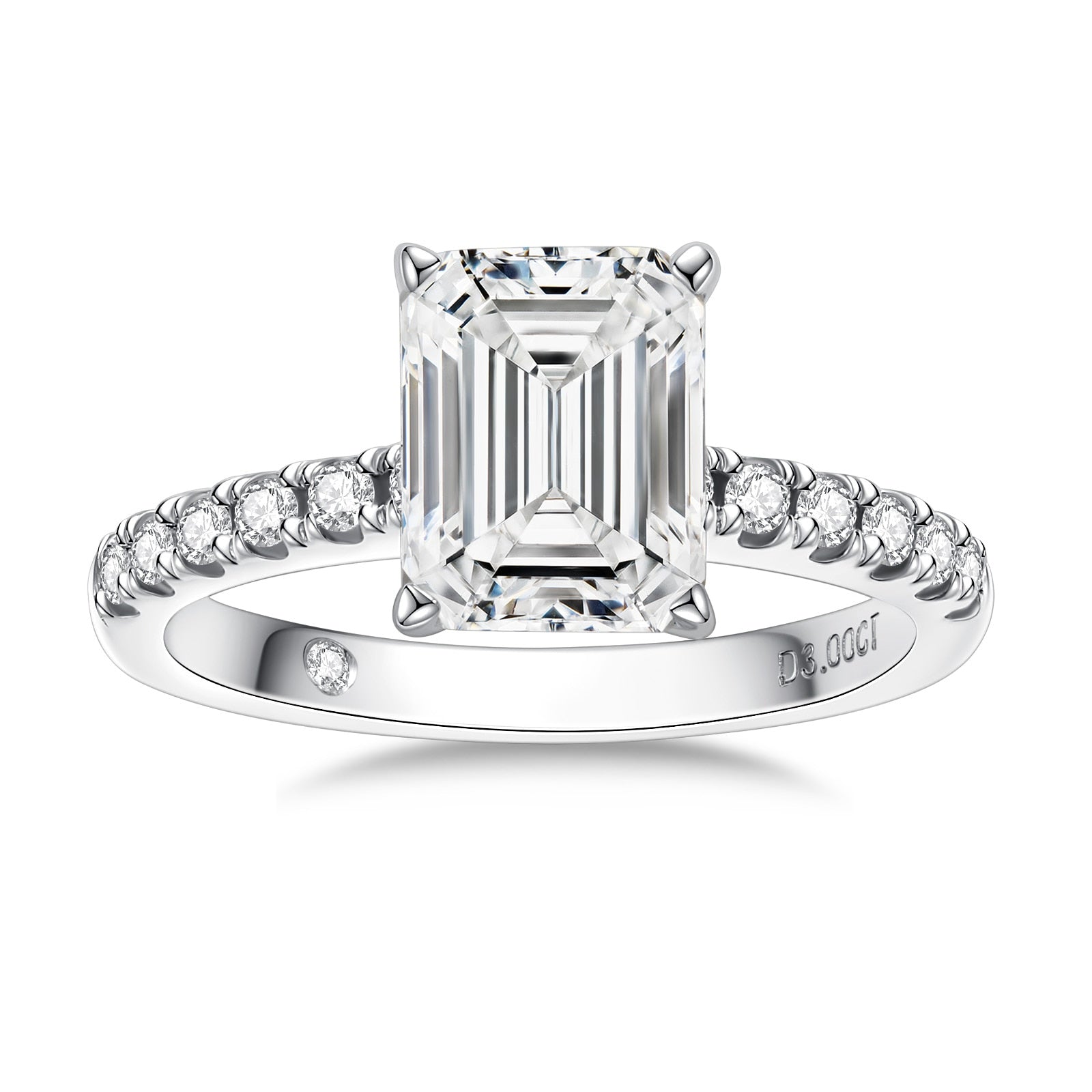 Anel Francis Esmeralda Moissanite Anel Solitário