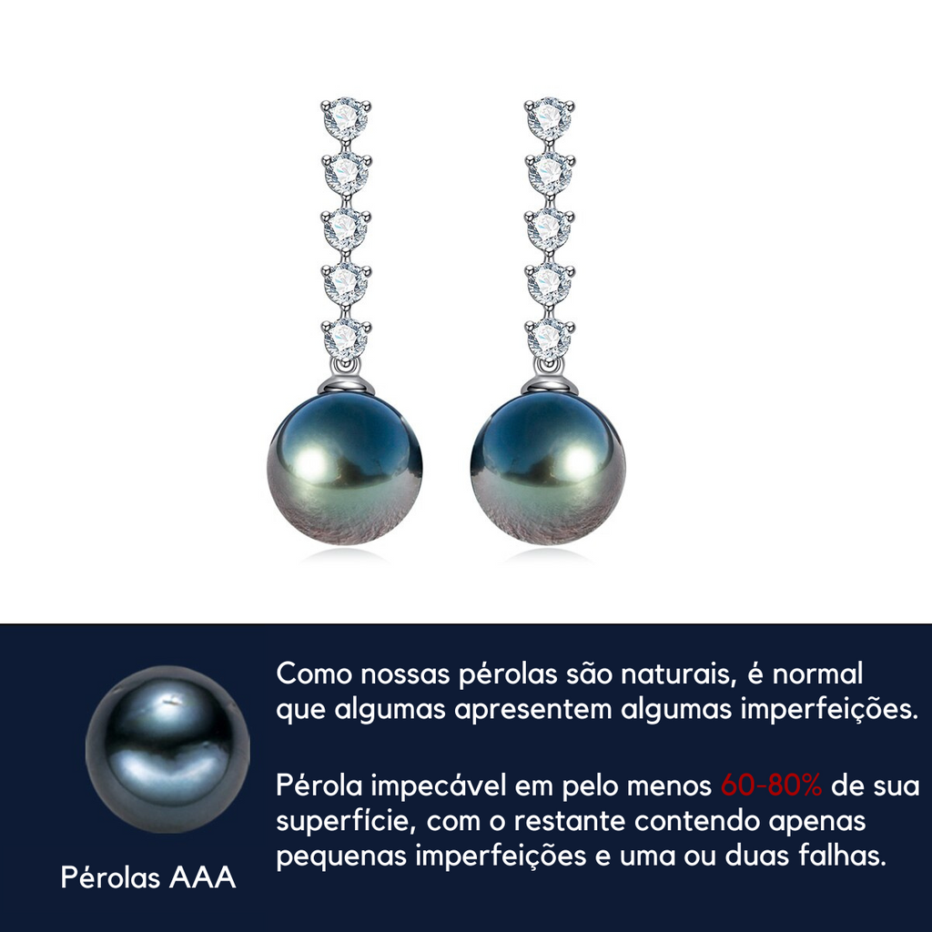 Brinco Pérola Suspensa Moissanite Brincos