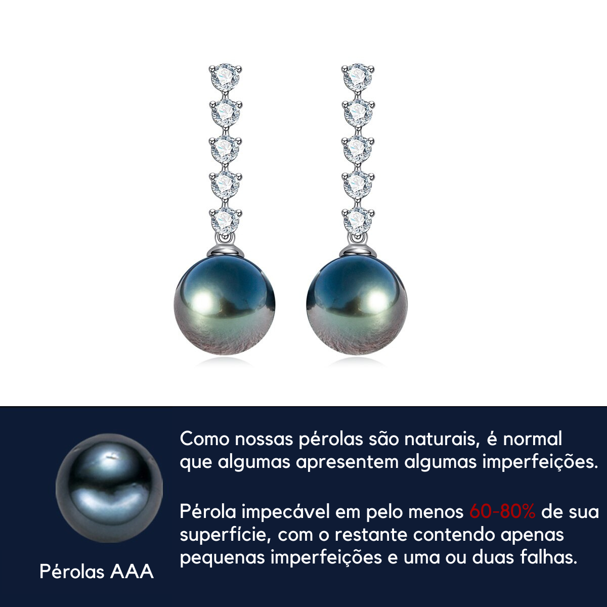 Brinco Pérola Suspensa Moissanite Brincos