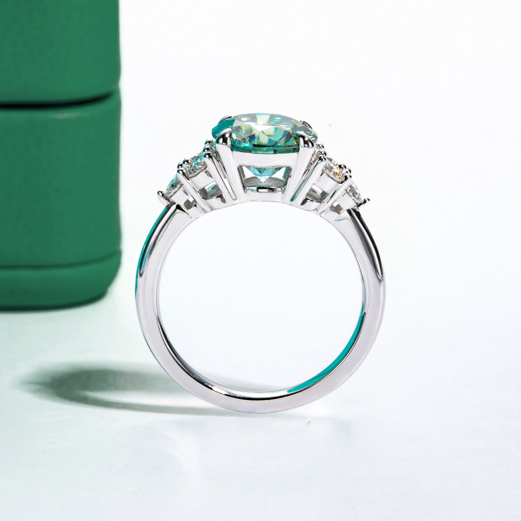 Anel Luxury Green Moissanite Anel Solitário
