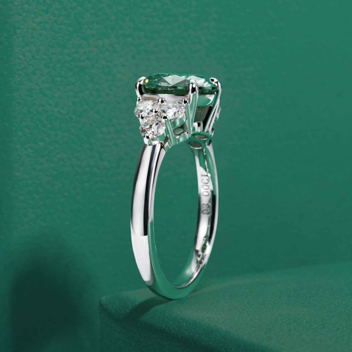 Anel Luxury Green Moissanite Anel Solitário
