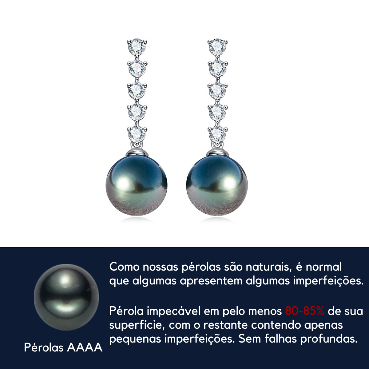 Brinco Pérola Suspensa Moissanite Brincos