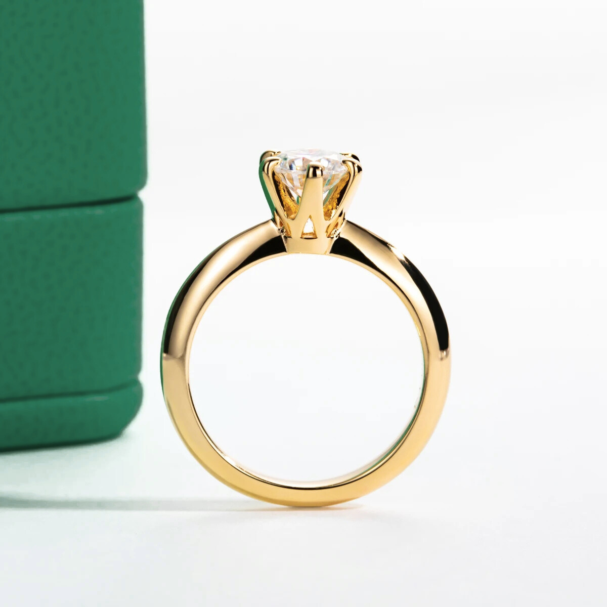 Anel Solitário Gold Moissanite Anel Solitário