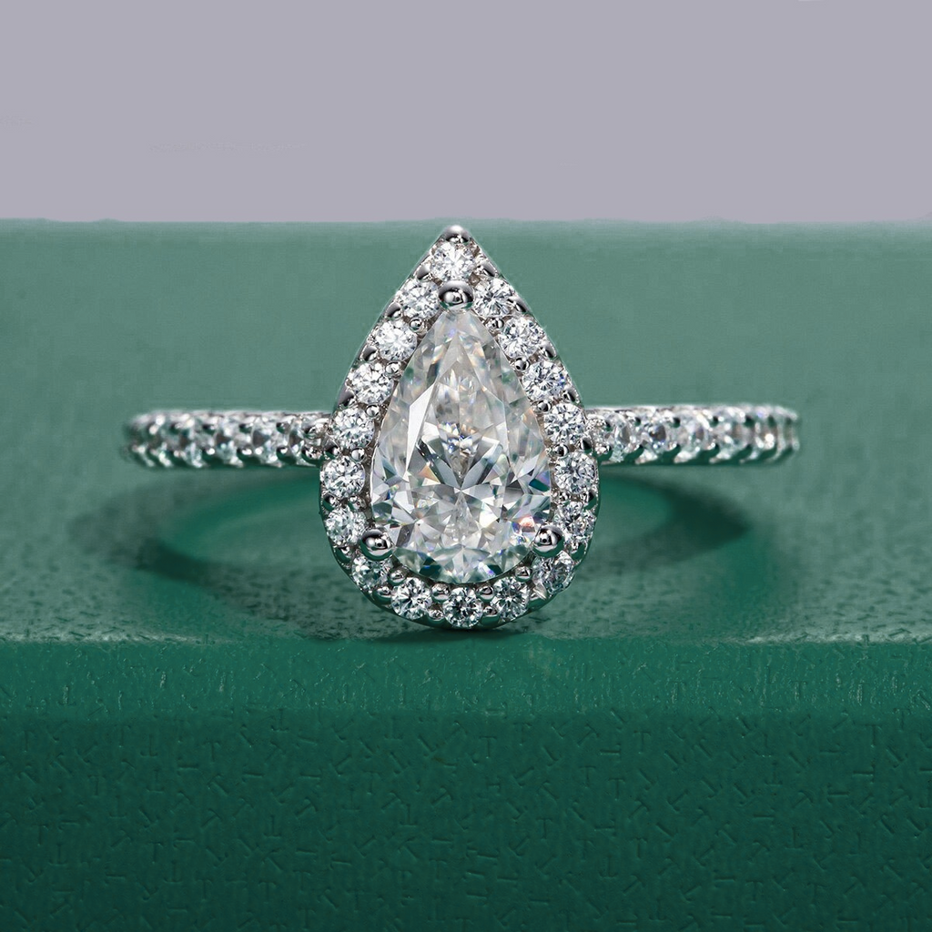 Anel Pear Moissanite 12 Anel Solitário