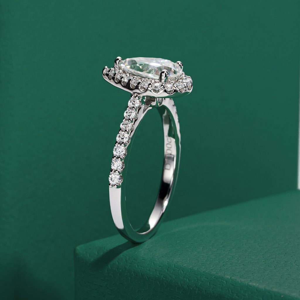 Anel Pear Moissanite Anel Solitário