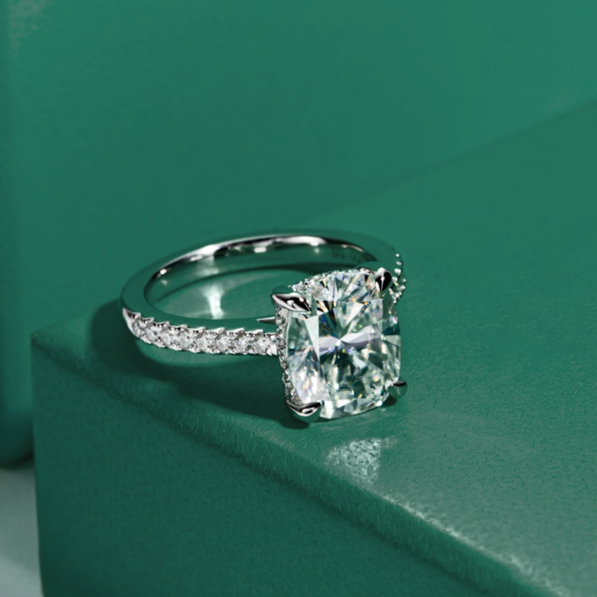 Anel Promise Cushion Moissanite Anel Solitário