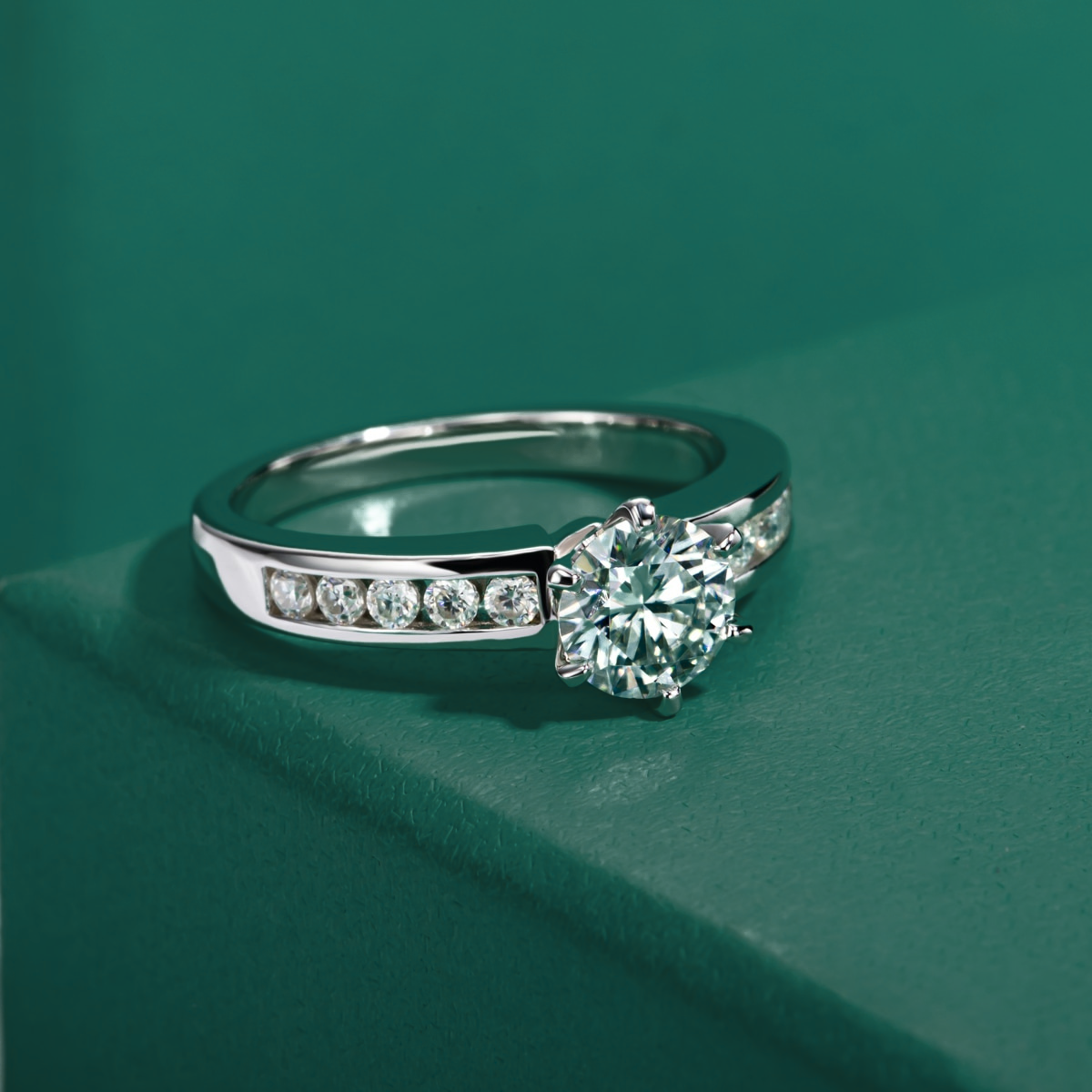 Anel Promise Moissanite Anel Solitário