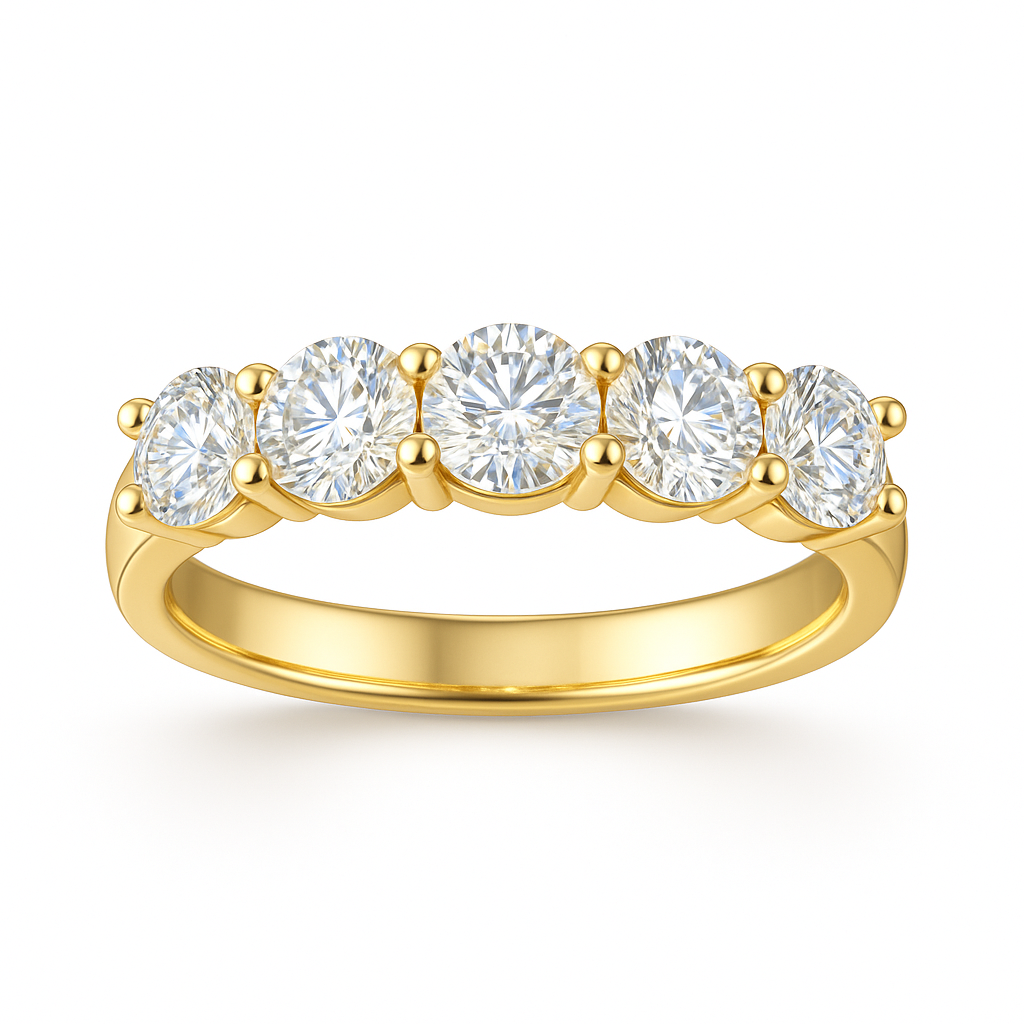 Meia Aliança Gold 150 Pontos Moissanite Meia Aliança