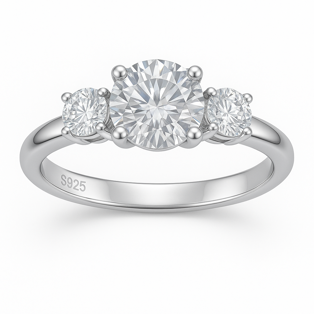 Anel Trio Moissanite Anel Solitário