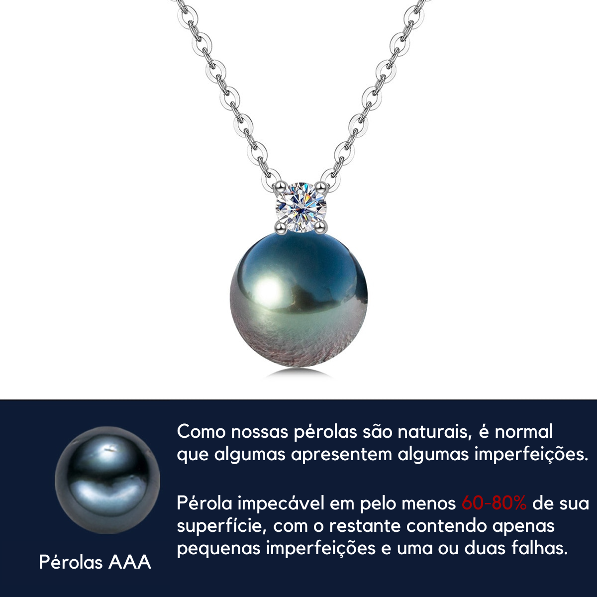 Colar Pérola Estrelada Moissanite Colar