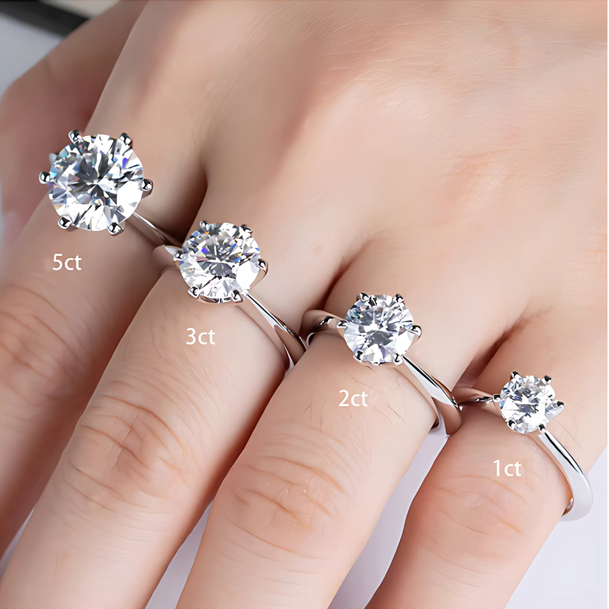 Anel Solitário Moissanite 10 / 1ct Anel Solitário