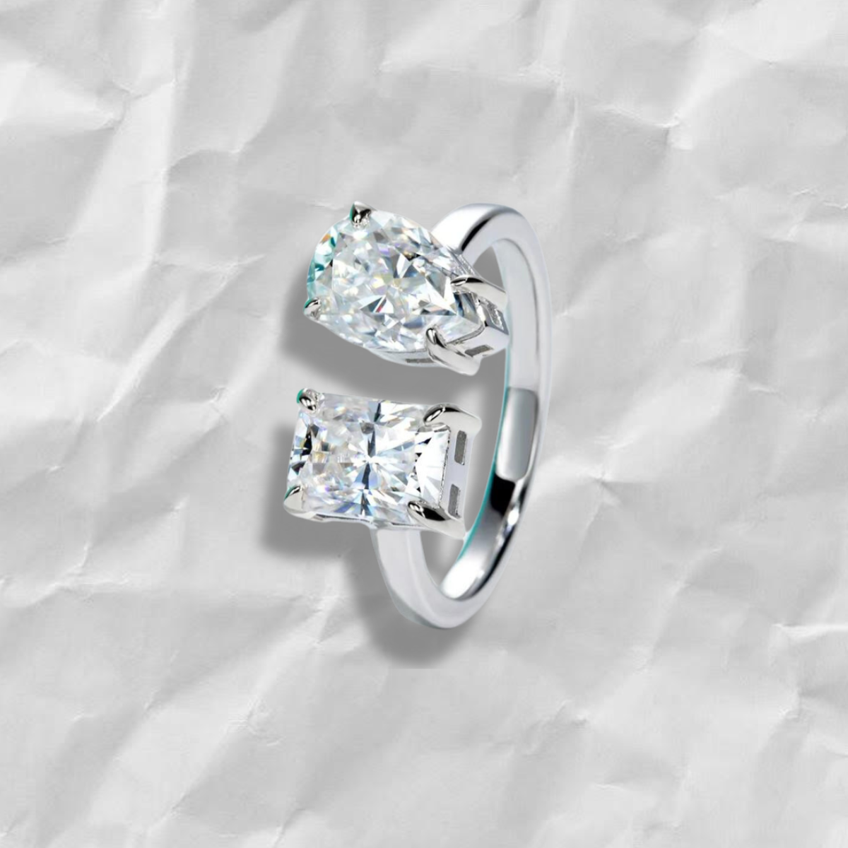 Anel Radiant Pear Moissanite Anel Solitário