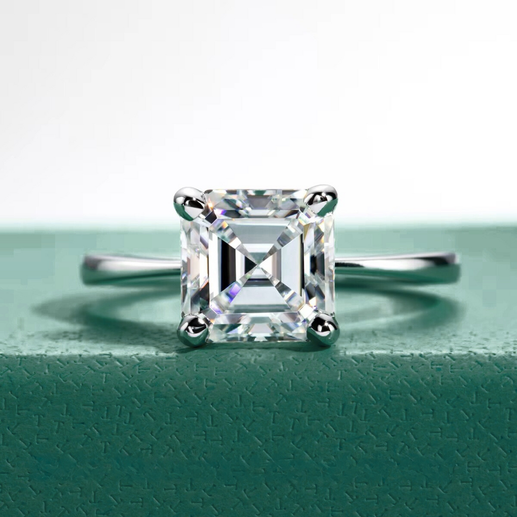 Anel Solitário Asscher Moissanite 11 Anel Solitário