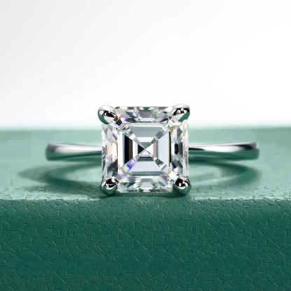Anel Solitário Asscher Moissanite