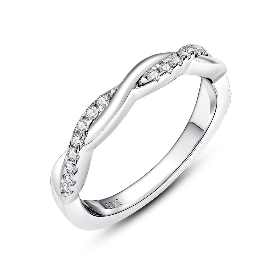 Meia Aliança Cross Moissanite Meia Aliança
