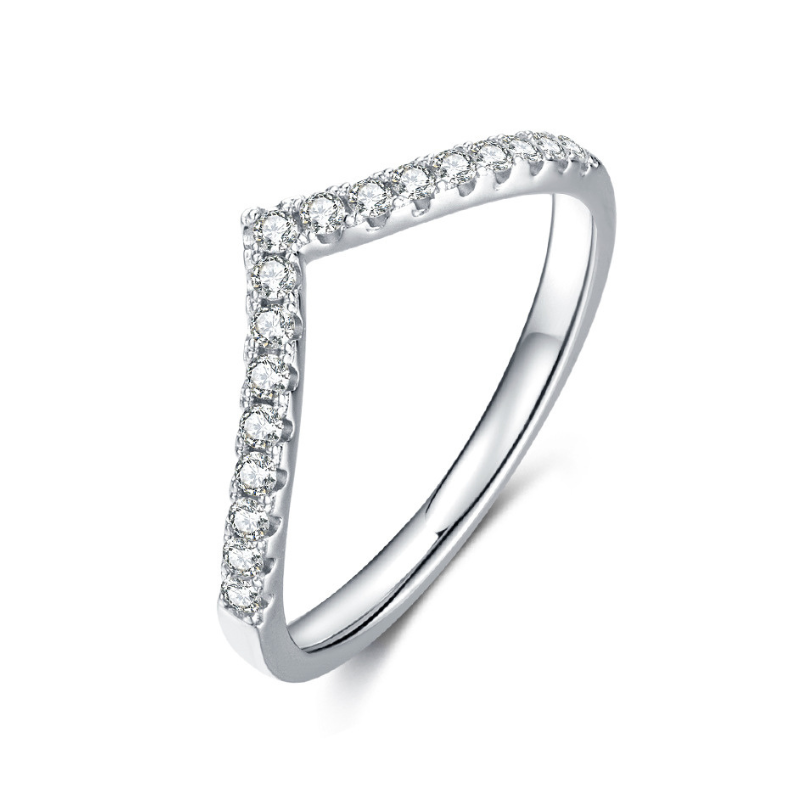 Meia Aliança Coração Moissanite Meia Aliança