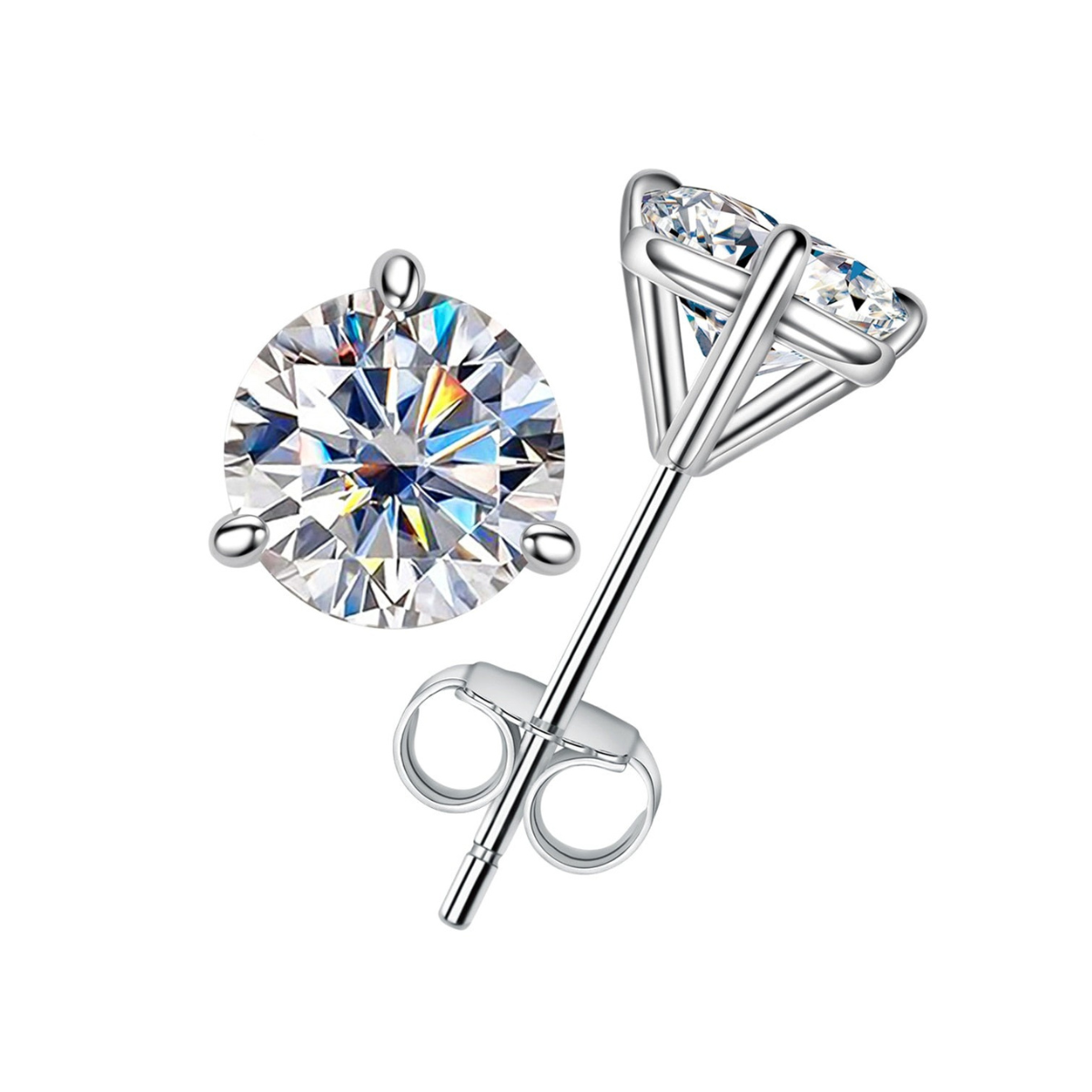 Brinco Solitário 3 Garras Moissanite Moissanite Brincos