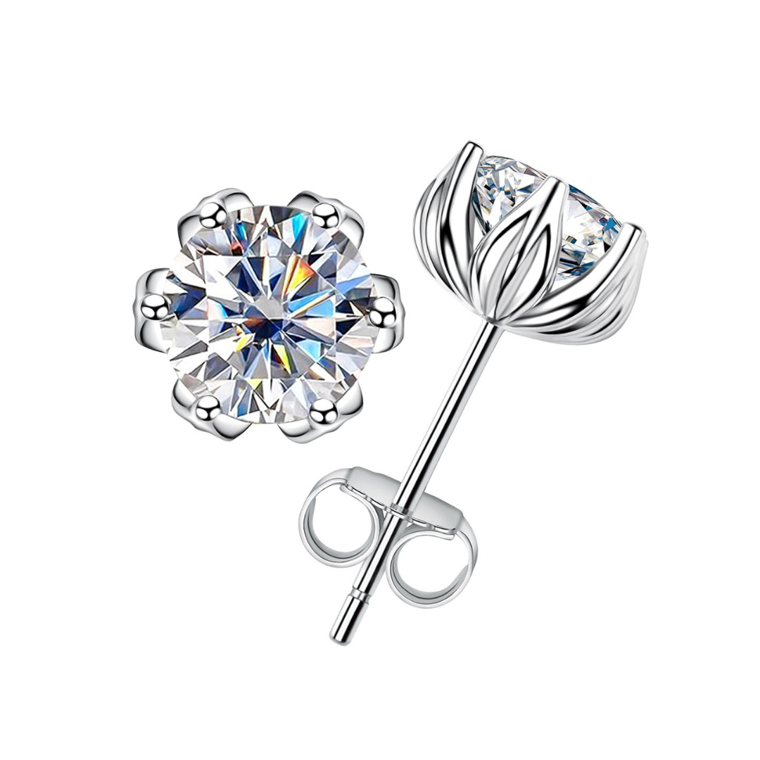 Brinco Flor de Lótus Moissanite Moissanite Brincos
