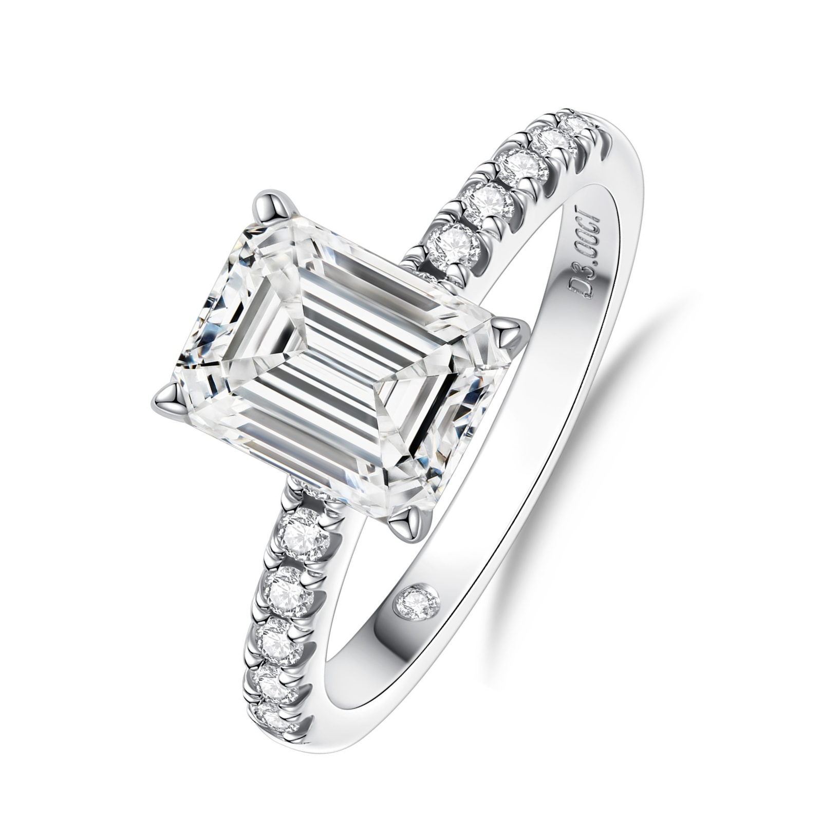 Anel Francis Esmeralda Moissanite Anel Solitário