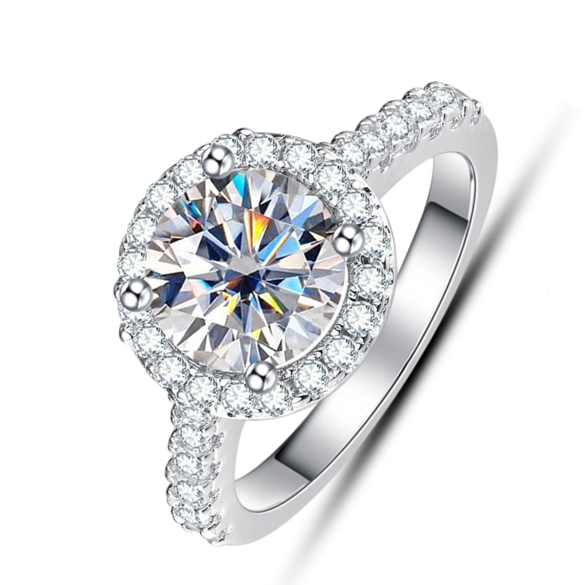 Anel Beatriz Halo Moissanite