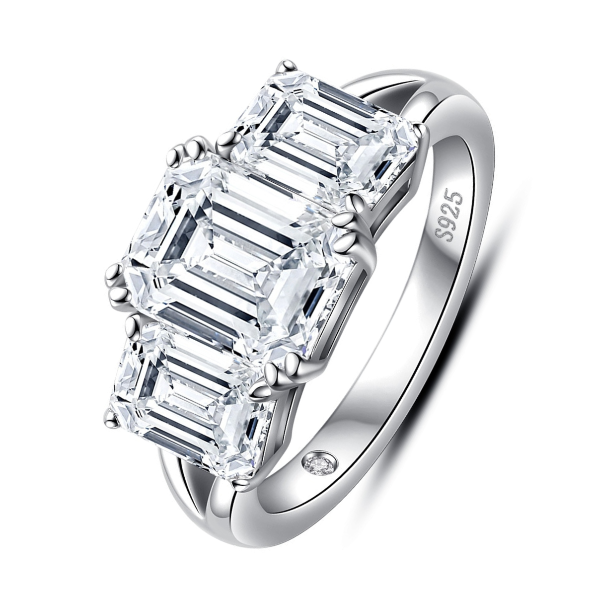 Anel Trilogy Esmeralda Moissanite Anel Solitário