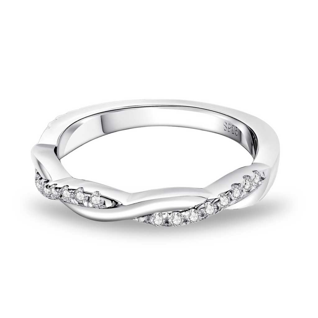 Meia Aliança Cross Moissanite Meia Aliança