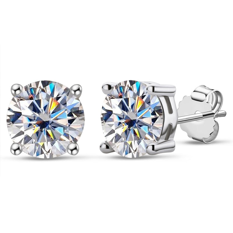 Brinco Solitário 4 Garras Moissanite Moissanite Brincos