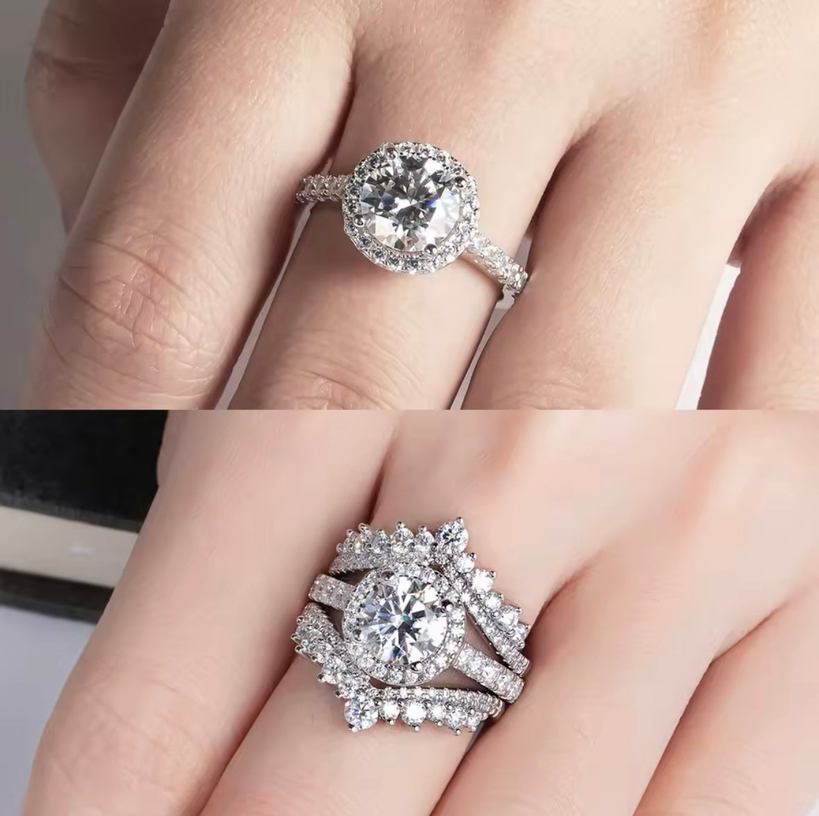 Anel Beatriz Halo Moissanite Anel Solitário