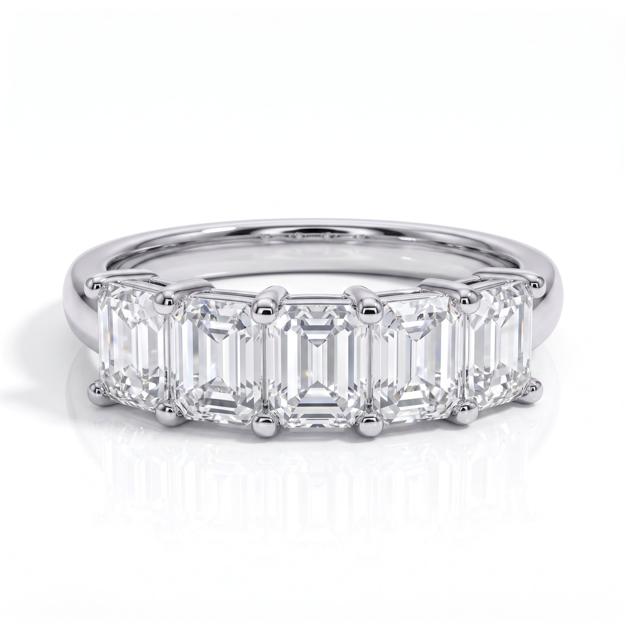 Meia Aliança Esmeralda Moissanite