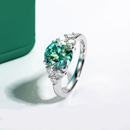 Anel Luxury Green Moissanite Anel Solitário