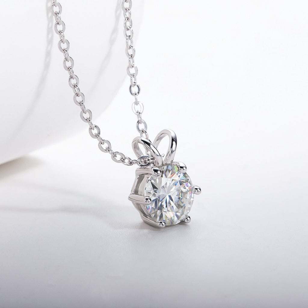 Colar Ponto de Luz 6 Garras Moissanite Prata / 1 Quilate Colar