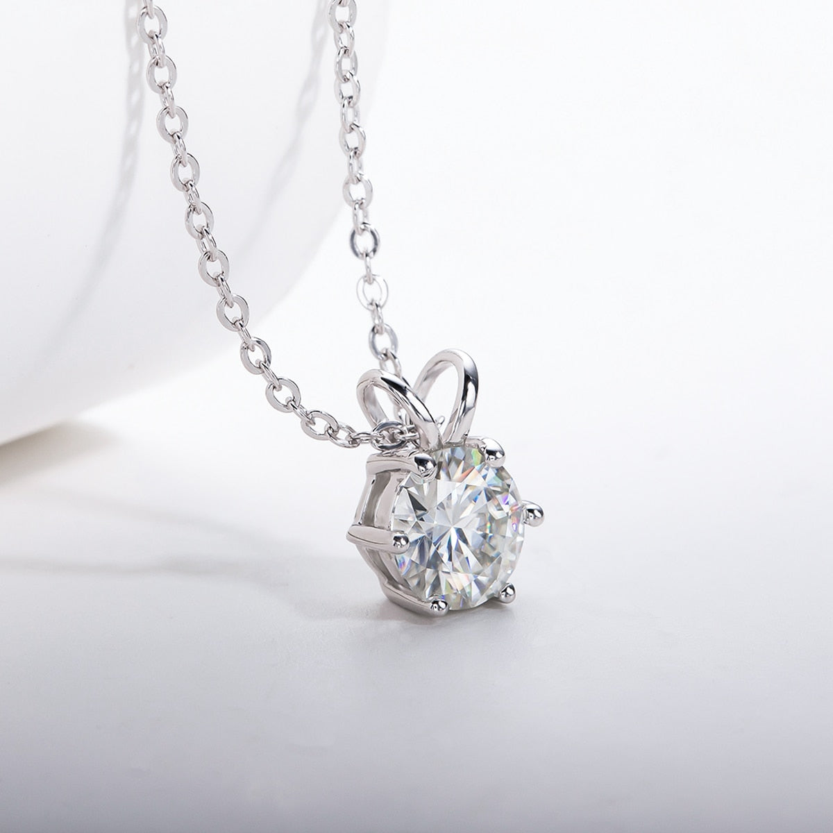 Colar Ponto de Luz 6 Garras Moissanite Prata / 1 Quilate Colar