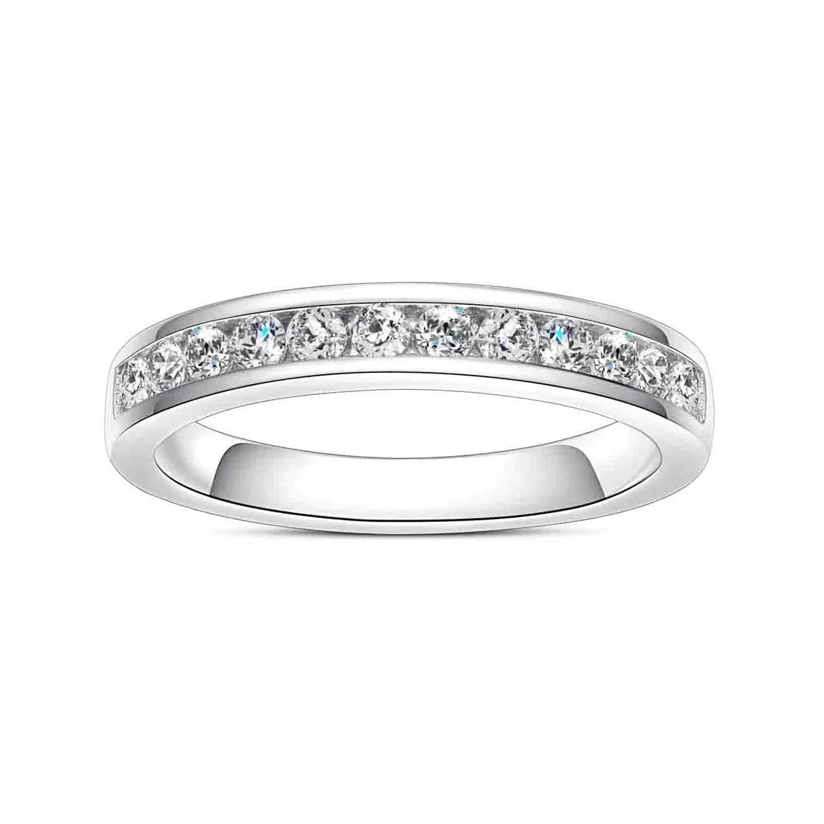 Meia Aliança Channel Moissanite Meia Aliança