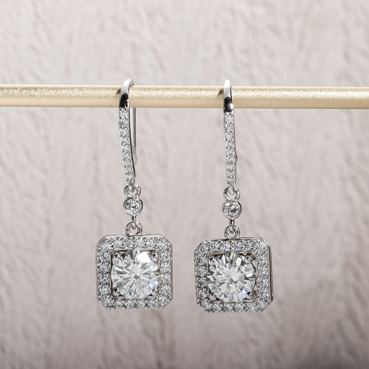 Brinco Gota Quadrado Moissanite Moissanite Brincos