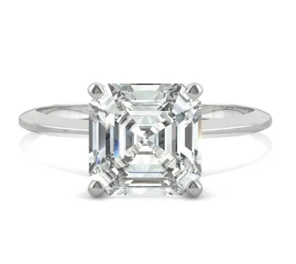 Anel Solitário Asscher Moissanite Anel Solitário