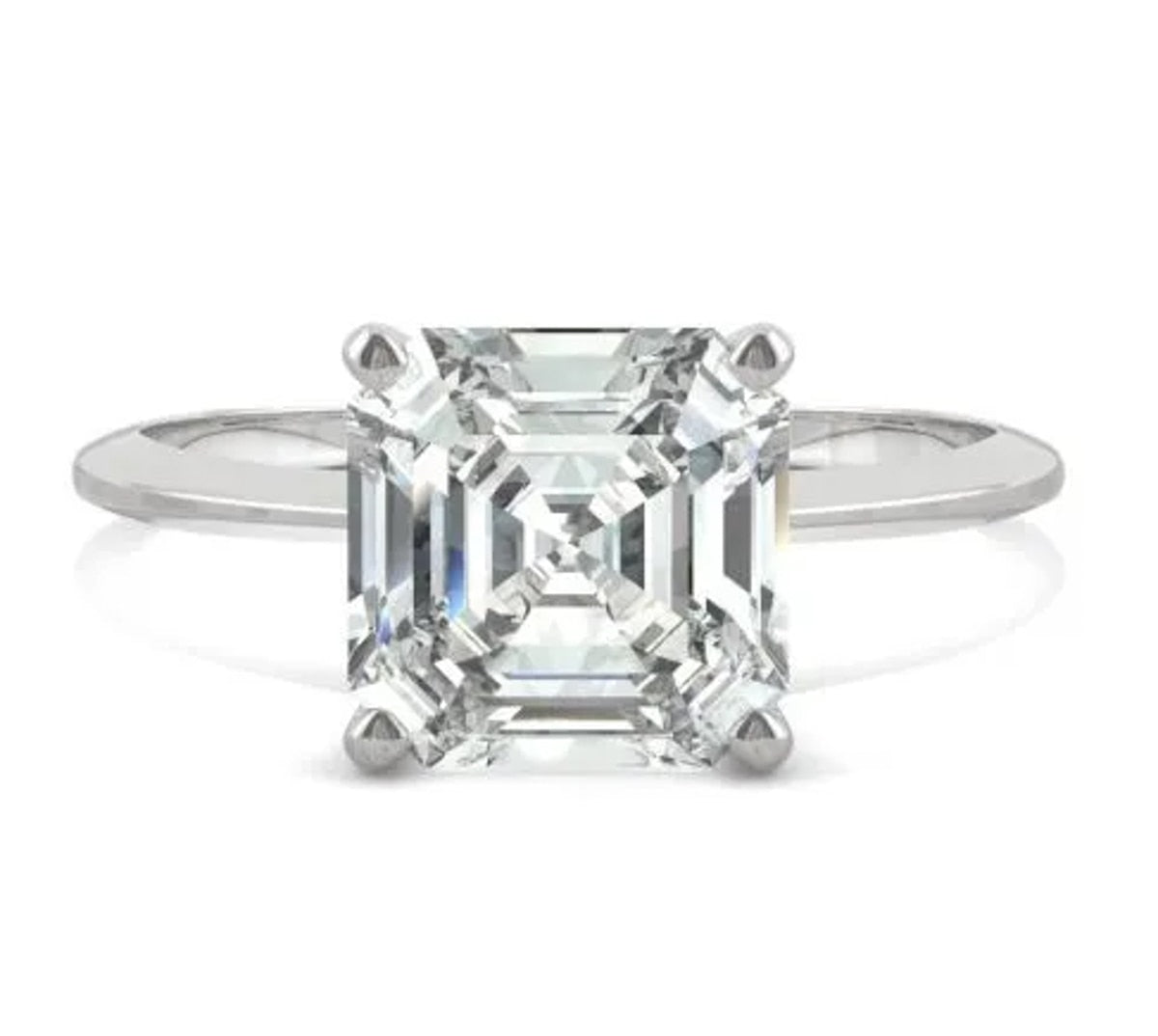 Anel Solitário Asscher Moissanite Anel Solitário