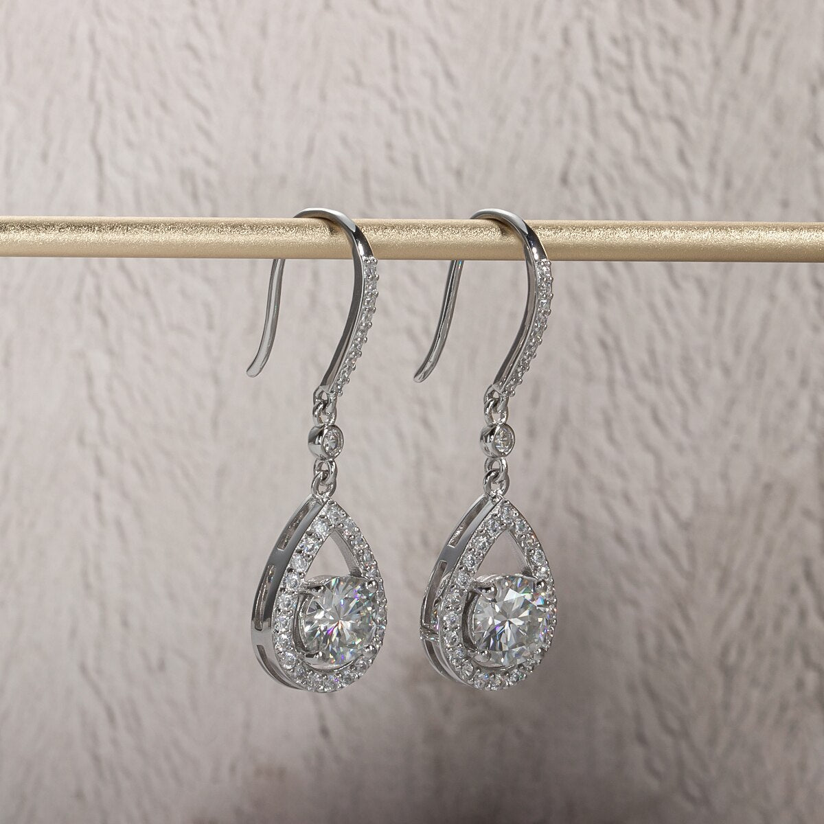 Brinco Gota Pera Moissanite Moissanite Brincos