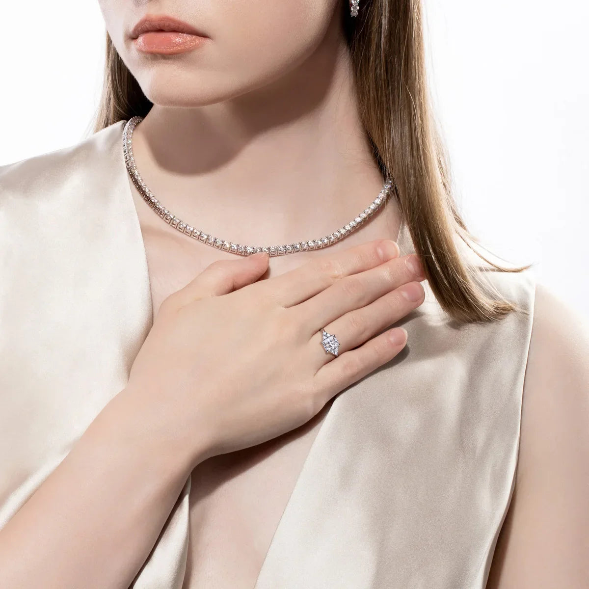 Anel Luxury Radiante Moissanite Anel Solitário