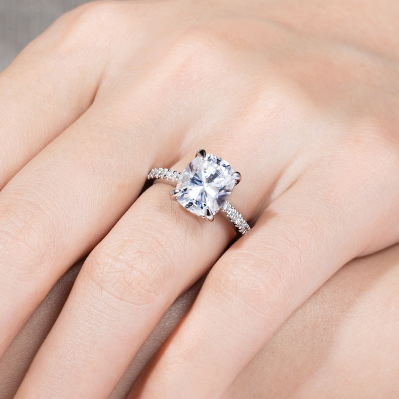 Anel Promise Cushion Moissanite Anel Solitário