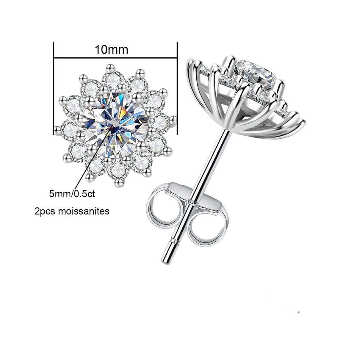 Brinco Girassol Moissanite Moissanite Brincos