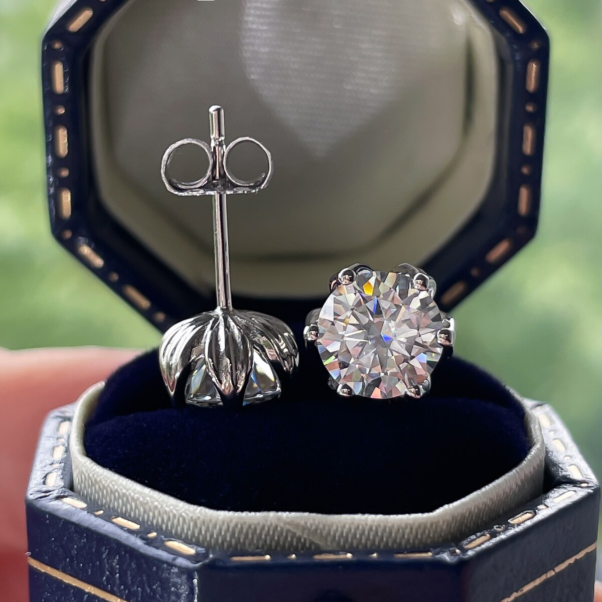 Brinco Flor de Lótus Moissanite Moissanite Brincos