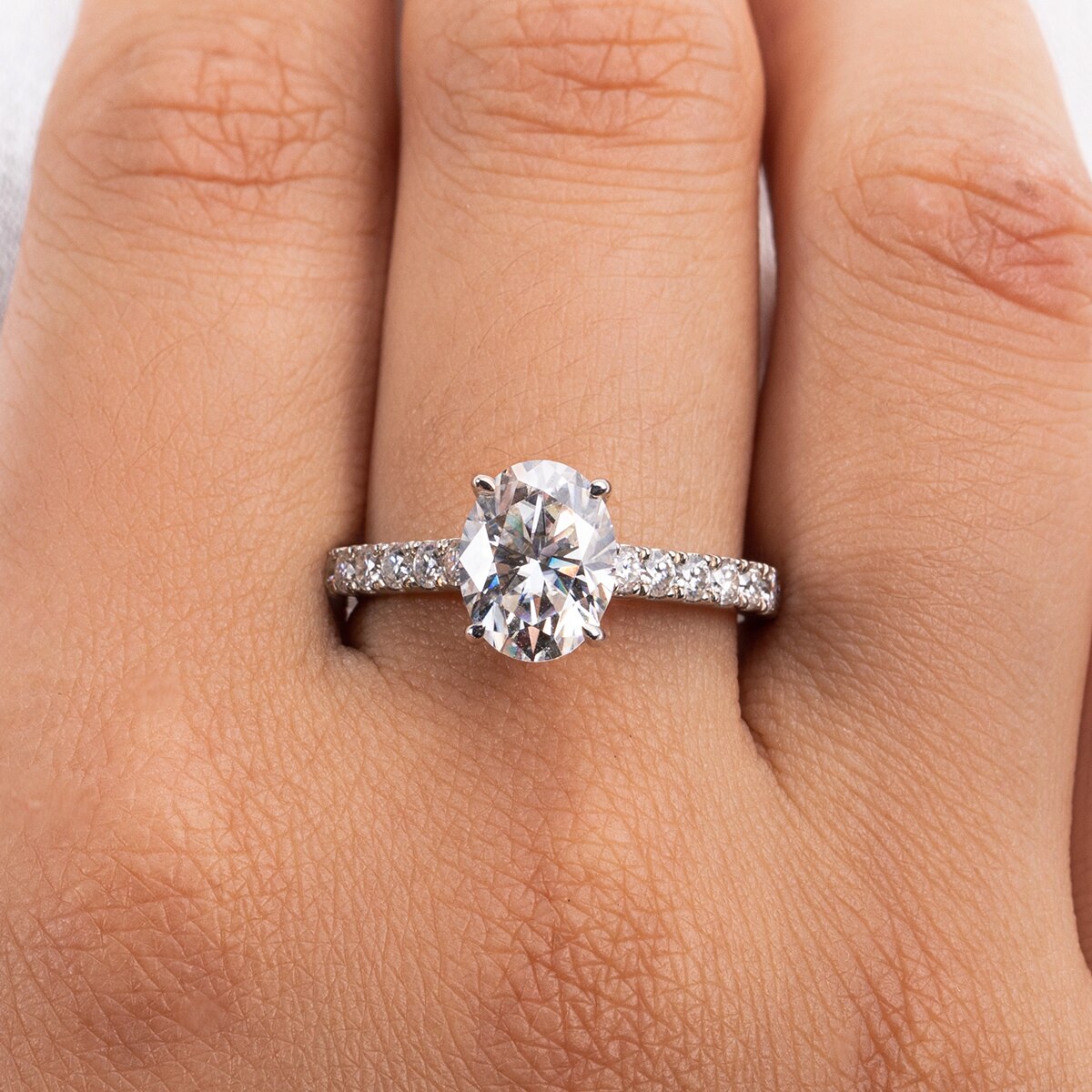 Anel Oval Moissanite Anel Solitário