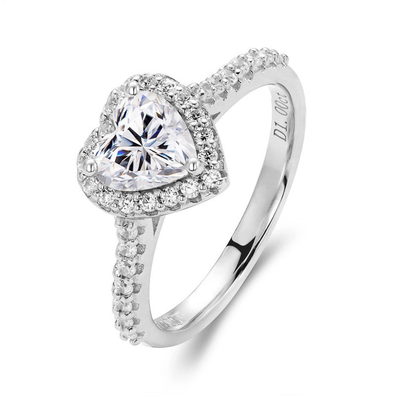 Anel Heart Moissanite Anel Solitário