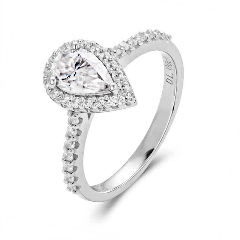 Anel Pear Moissanite Anel Solitário