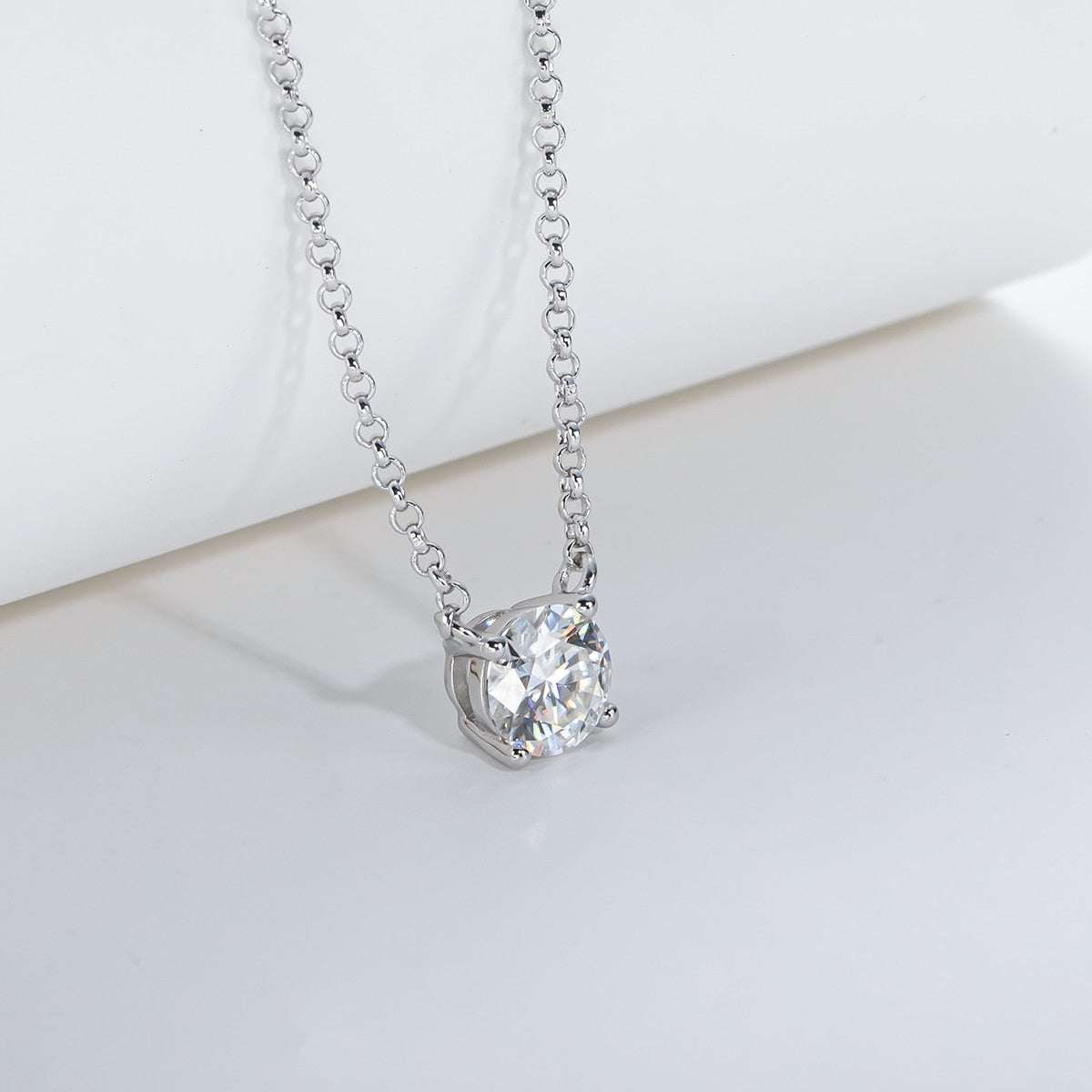 Colar Ponto de Luz 4 Garras Moissanite Prata / 1 Quilate Colar